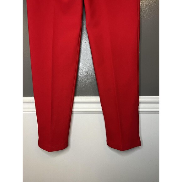 Allen Samo Pants Womens Medium Red High Waist Tapered Leg Slit Hem Zip USA - Picture 7 of 9
